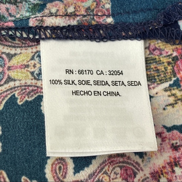 Kachel Anthropologie Petites Colorful Printed Silk Blouse Top Size 6P - Picture 9 of 9